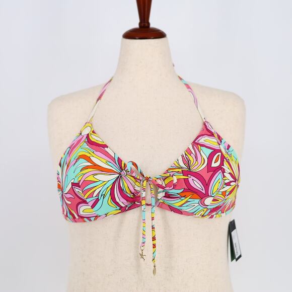 Kate Spade New York Women Multi Floral Drawstring-Front Swim Bikini Top Size XL - Picture 3 of 8